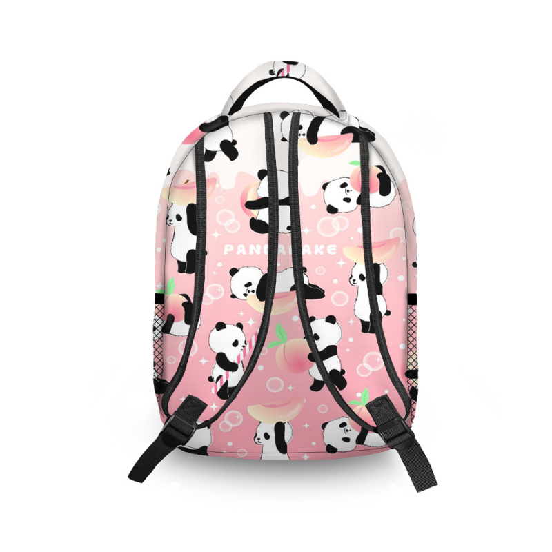 Poliészter Panda mintás hátizsák, több rekeszes, könnyű, nagy kapacitás