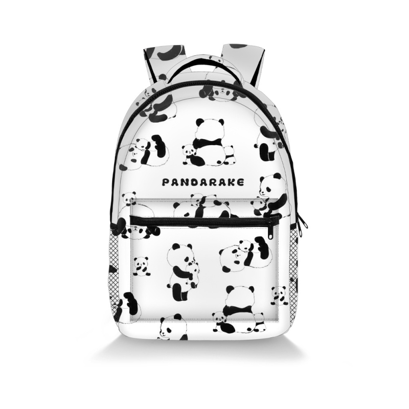 Poliészter Panda mintás hátizsák, több rekeszes, könnyű, nagy kapacitás