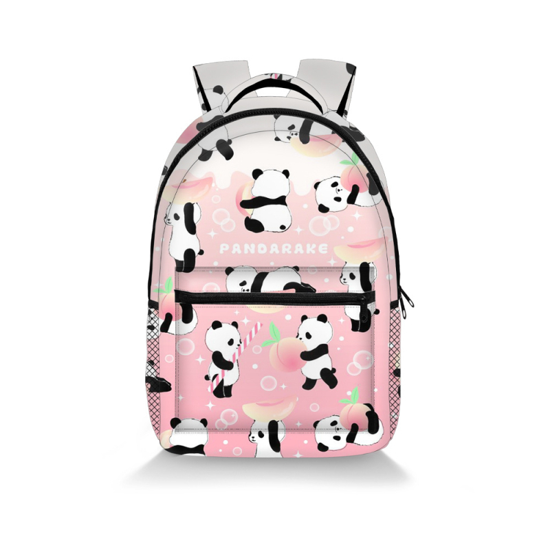 Poliészter Panda mintás hátizsák, több rekeszes, könnyű, nagy kapacitás