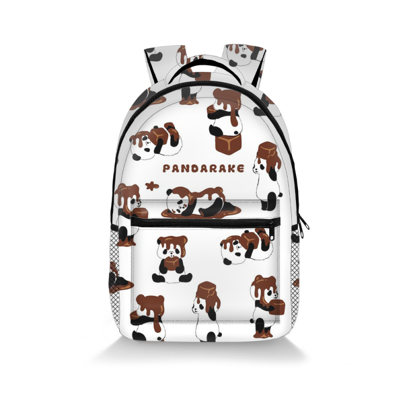 Poliészter Panda mintás hátizsák, több rekeszes, könnyű, nagy kapacitás