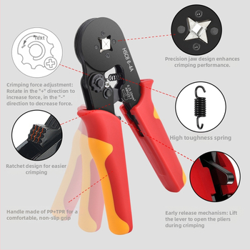 SANJIANG Tubu terminalo crimpo replės su ratchetu – taupymo dizainas, 45# plienas, 670 g