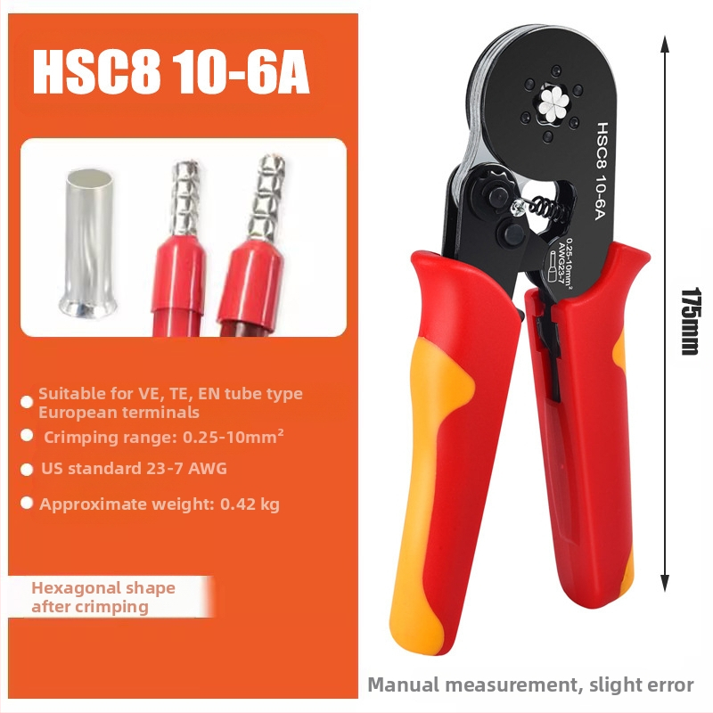 SANJIANG Tubu terminalo crimpo replės su ratchetu – taupymo dizainas, 45# plienas, 670 g