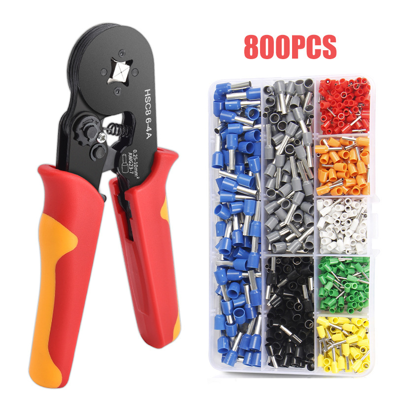 SANJIANG Tubu terminalo crimpo replės su ratchetu – taupymo dizainas, 45# plienas, 670 g