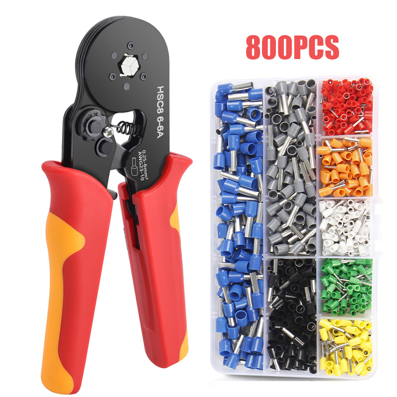 SANJIANG Tubu terminalo crimpo replės su ratchetu – taupymo dizainas, 45# plienas, 670 g