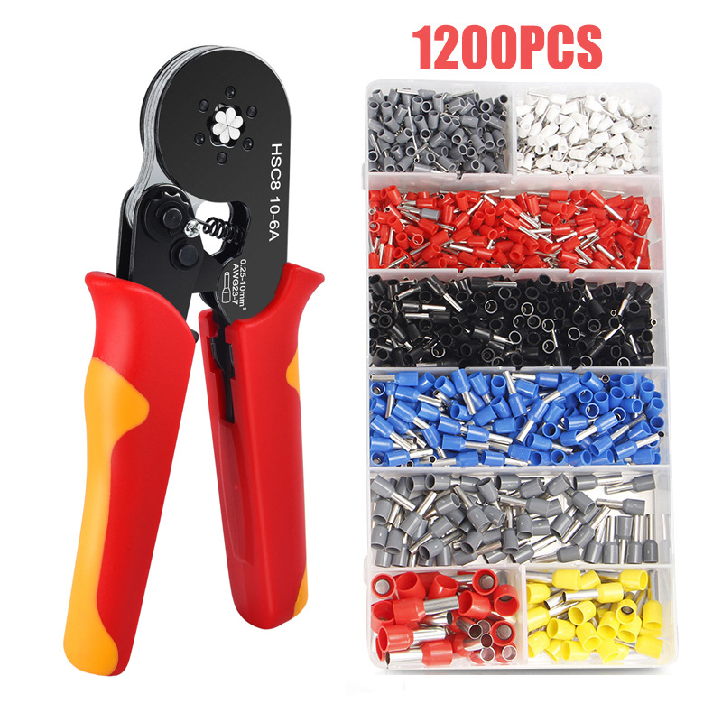 SANJIANG Tubu terminalo crimpo replės su ratchetu – taupymo dizainas, 45# plienas, 670 g