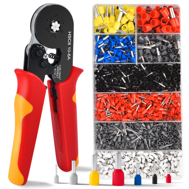 SANJIANG Tubu terminalo crimpo replės su ratchetu – taupymo dizainas, 45# plienas, 670 g