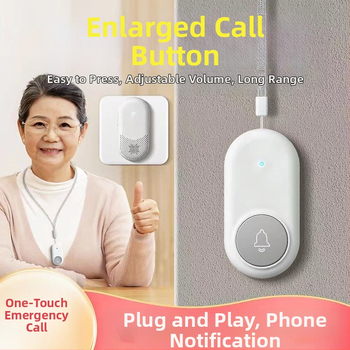 Ασύρματο Σύστημα Κλήσης Φροντίδας Ηλικιωμένων με Απομακρυσμένο Έλεγχο Κοντά στο Κρεβάτι και στο Μπάνιο, Έξυπνο Κουδούνι, Έκτακτη Λειτουργία Με Ένα Κουμπί, Αντίσταση 1 Ω