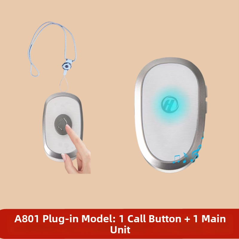 Ασύρματο Σύστημα Κλήσης Φροντίδας Ηλικιωμένων με Απομακρυσμένο Έλεγχο Κοντά στο Κρεβάτι και στο Μπάνιο, Έξυπνο Κουδούνι, Έκτακτη Λειτουργία Με Ένα Κουμπί, Αντίσταση 1 Ω