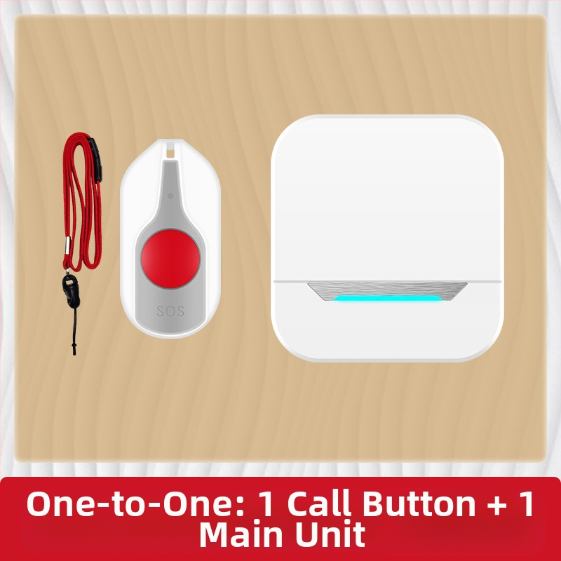 Ασύρματο Σύστημα Κλήσης Φροντίδας Ηλικιωμένων με Απομακρυσμένο Έλεγχο Κοντά στο Κρεβάτι και στο Μπάνιο, Έξυπνο Κουδούνι, Έκτακτη Λειτουργία Με Ένα Κουμπί, Αντίσταση 1 Ω
