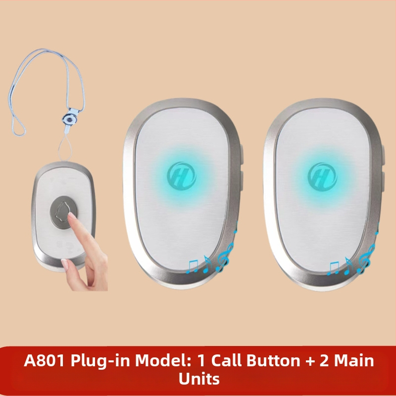 Ασύρματο Σύστημα Κλήσης Φροντίδας Ηλικιωμένων με Απομακρυσμένο Έλεγχο Κοντά στο Κρεβάτι και στο Μπάνιο, Έξυπνο Κουδούνι, Έκτακτη Λειτουργία Με Ένα Κουμπί, Αντίσταση 1 Ω