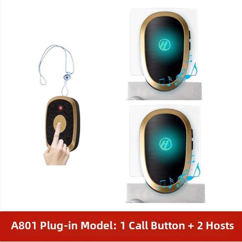 Ασύρματο Σύστημα Κλήσης Φροντίδας Ηλικιωμένων με Απομακρυσμένο Έλεγχο Κοντά στο Κρεβάτι και στο Μπάνιο, Έξυπνο Κουδούνι, Έκτακτη Λειτουργία Με Ένα Κουμπί, Αντίσταση 1 Ω