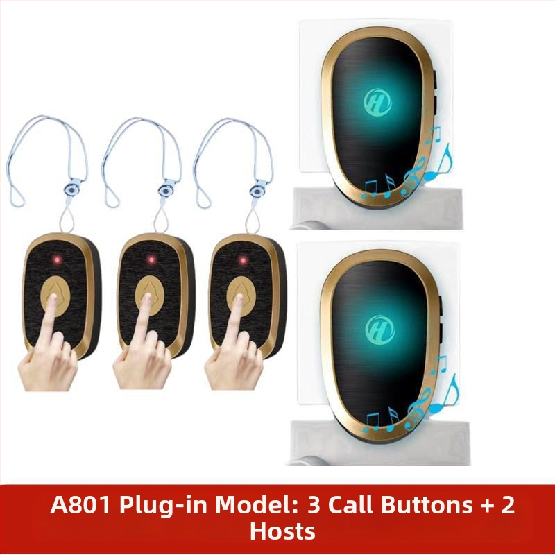 Ασύρματο Σύστημα Κλήσης Φροντίδας Ηλικιωμένων με Απομακρυσμένο Έλεγχο Κοντά στο Κρεβάτι και στο Μπάνιο, Έξυπνο Κουδούνι, Έκτακτη Λειτουργία Με Ένα Κουμπί, Αντίσταση 1 Ω