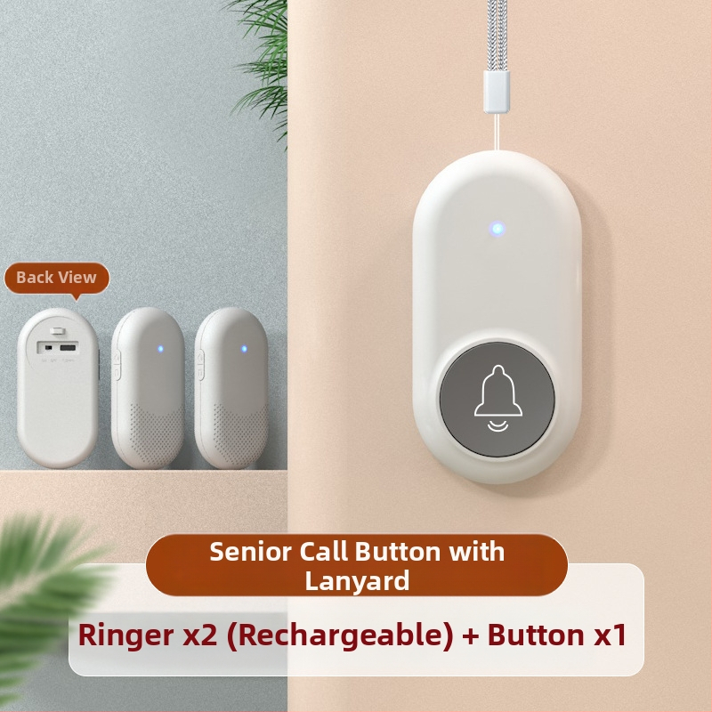 Ασύρματο Σύστημα Κλήσης Φροντίδας Ηλικιωμένων με Απομακρυσμένο Έλεγχο Κοντά στο Κρεβάτι και στο Μπάνιο, Έξυπνο Κουδούνι, Έκτακτη Λειτουργία Με Ένα Κουμπί, Αντίσταση 1 Ω