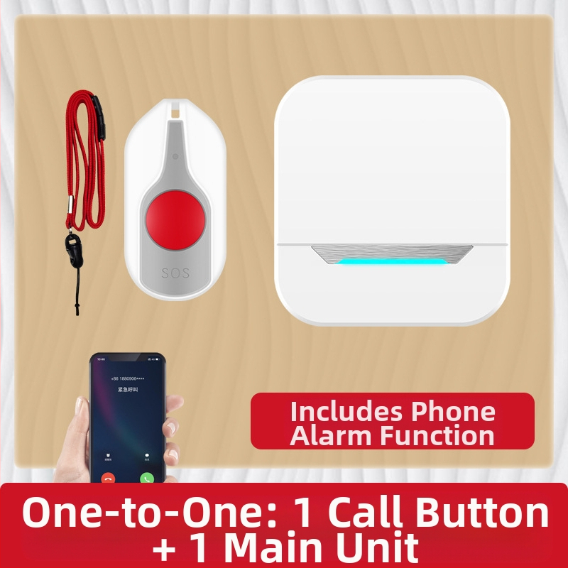 Ασύρματο Σύστημα Κλήσης Φροντίδας Ηλικιωμένων με Απομακρυσμένο Έλεγχο Κοντά στο Κρεβάτι και στο Μπάνιο, Έξυπνο Κουδούνι, Έκτακτη Λειτουργία Με Ένα Κουμπί, Αντίσταση 1 Ω