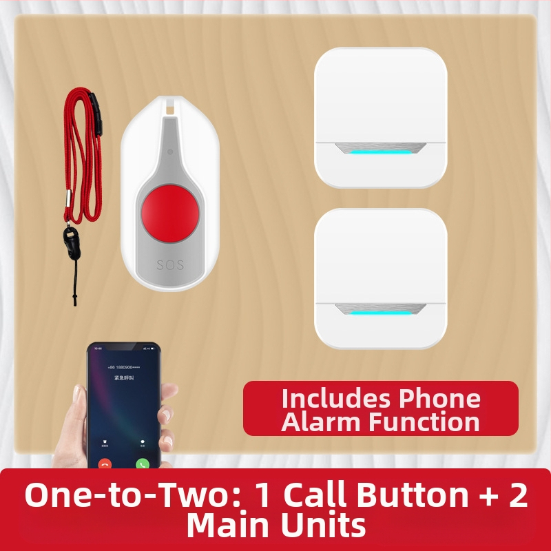 Ασύρματο Σύστημα Κλήσης Φροντίδας Ηλικιωμένων με Απομακρυσμένο Έλεγχο Κοντά στο Κρεβάτι και στο Μπάνιο, Έξυπνο Κουδούνι, Έκτακτη Λειτουργία Με Ένα Κουμπί, Αντίσταση 1 Ω