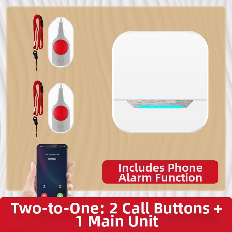 Ασύρματο Σύστημα Κλήσης Φροντίδας Ηλικιωμένων με Απομακρυσμένο Έλεγχο Κοντά στο Κρεβάτι και στο Μπάνιο, Έξυπνο Κουδούνι, Έκτακτη Λειτουργία Με Ένα Κουμπί, Αντίσταση 1 Ω
