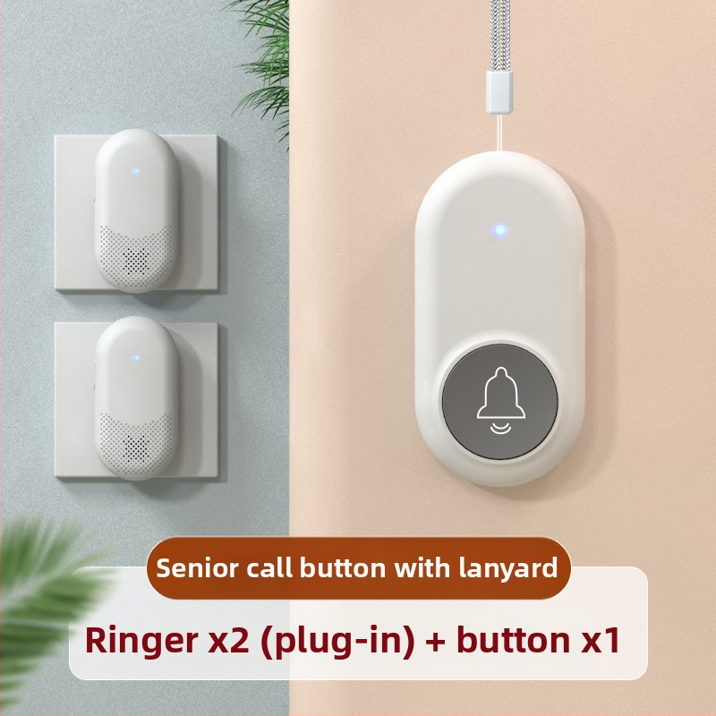 Ασύρματο Σύστημα Κλήσης Φροντίδας Ηλικιωμένων με Απομακρυσμένο Έλεγχο Κοντά στο Κρεβάτι και στο Μπάνιο, Έξυπνο Κουδούνι, Έκτακτη Λειτουργία Με Ένα Κουμπί, Αντίσταση 1 Ω