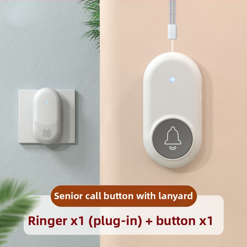 Ασύρματο Σύστημα Κλήσης Φροντίδας Ηλικιωμένων με Απομακρυσμένο Έλεγχο Κοντά στο Κρεβάτι και στο Μπάνιο, Έξυπνο Κουδούνι, Έκτακτη Λειτουργία Με Ένα Κουμπί, Αντίσταση 1 Ω