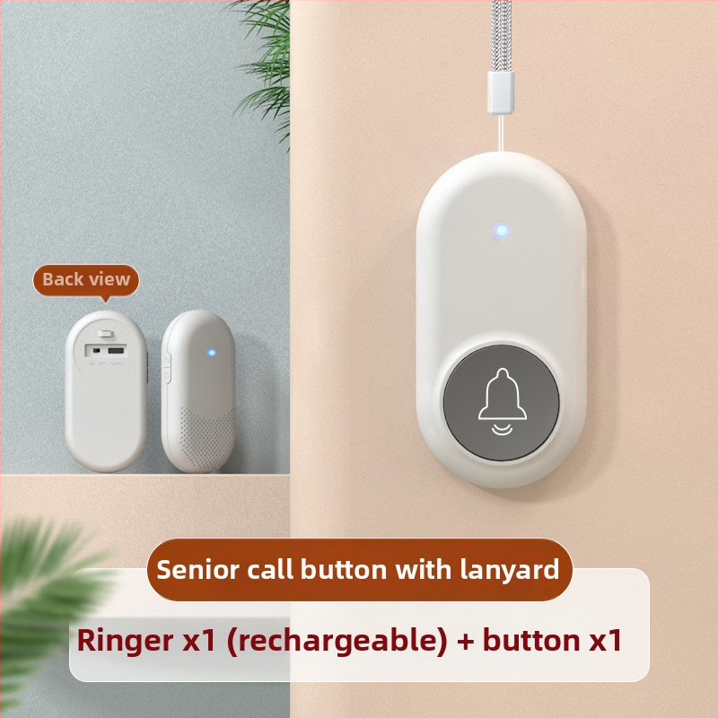Ασύρματο Σύστημα Κλήσης Φροντίδας Ηλικιωμένων με Απομακρυσμένο Έλεγχο Κοντά στο Κρεβάτι και στο Μπάνιο, Έξυπνο Κουδούνι, Έκτακτη Λειτουργία Με Ένα Κουμπί, Αντίσταση 1 Ω