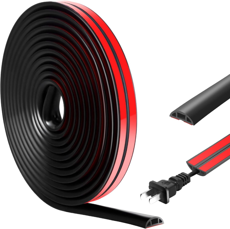 Λωρίδα προστασίας καλωδίων από καουτσούκ, αυτοκόλλητη μόνωση δαπέδου, κανάλι διαχείρισης οικιακών καλωδίων, παχυσμένη και ευρύτερη, σχήματος D, Προέλευση Χεμπέ Ξίνγκταϊ