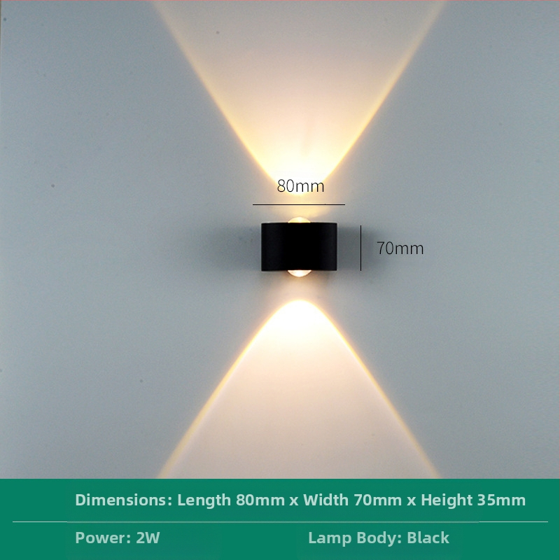 LED външна водоустойчива стенна лампа с двойна глава, насочваща нагоре и надолу, 6 LED светодиоди, алуминиев корпус, IP65, 85–265V, CRI 90