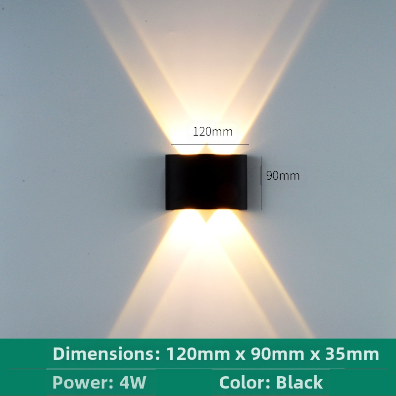 LED външна водоустойчива стенна лампа с двойна глава, насочваща нагоре и надолу, 6 LED светодиоди, алуминиев корпус, IP65, 85–265V, CRI 90
