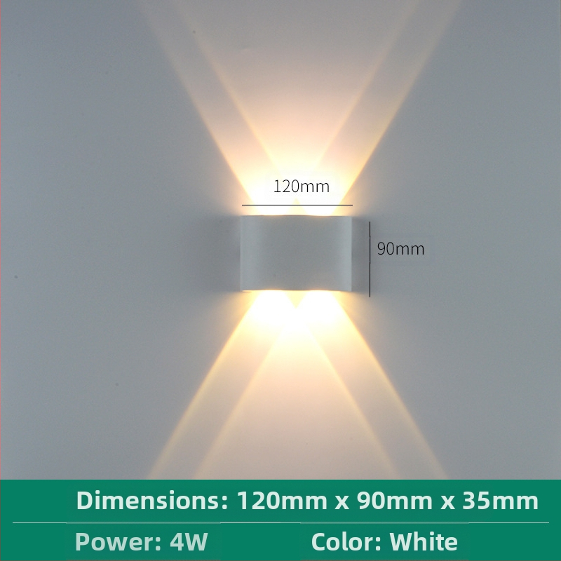 LED външна водоустойчива стенна лампа с двойна глава, насочваща нагоре и надолу, 6 LED светодиоди, алуминиев корпус, IP65, 85–265V, CRI 90
