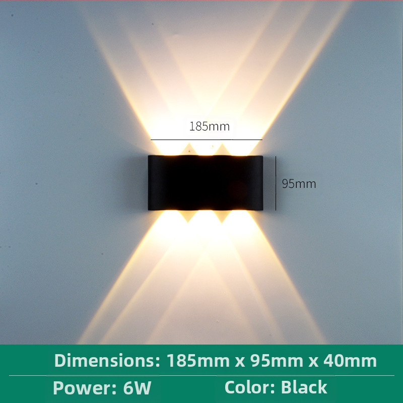 LED външна водоустойчива стенна лампа с двойна глава, насочваща нагоре и надолу, 6 LED светодиоди, алуминиев корпус, IP65, 85–265V, CRI 90