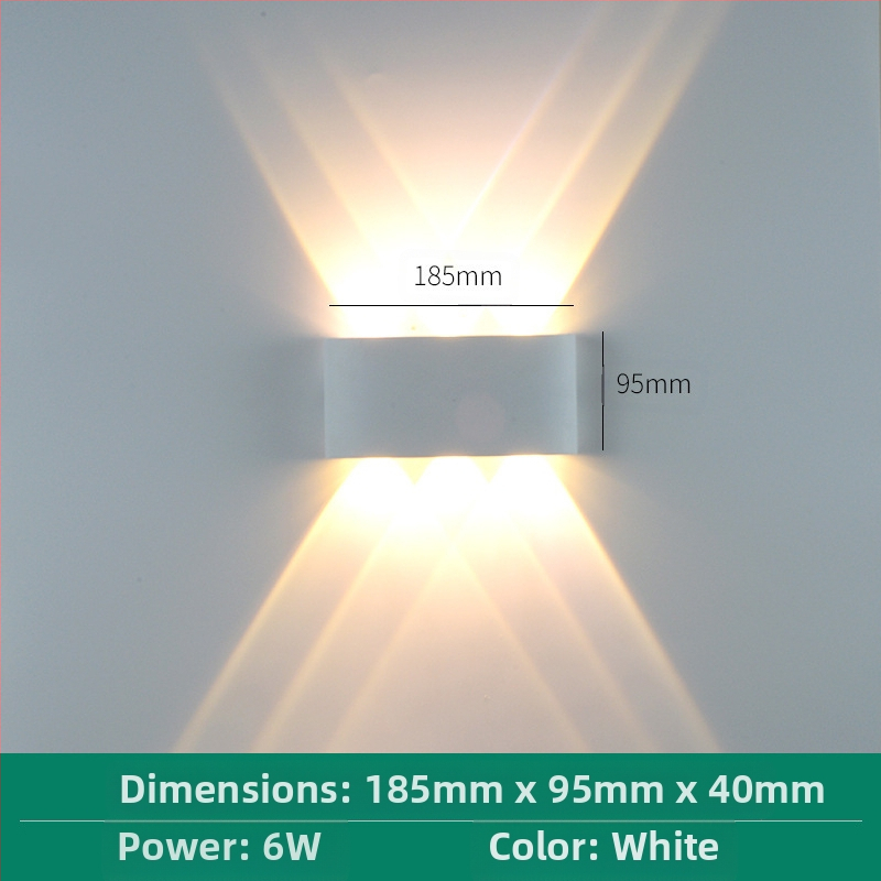 LED външна водоустойчива стенна лампа с двойна глава, насочваща нагоре и надолу, 6 LED светодиоди, алуминиев корпус, IP65, 85–265V, CRI 90