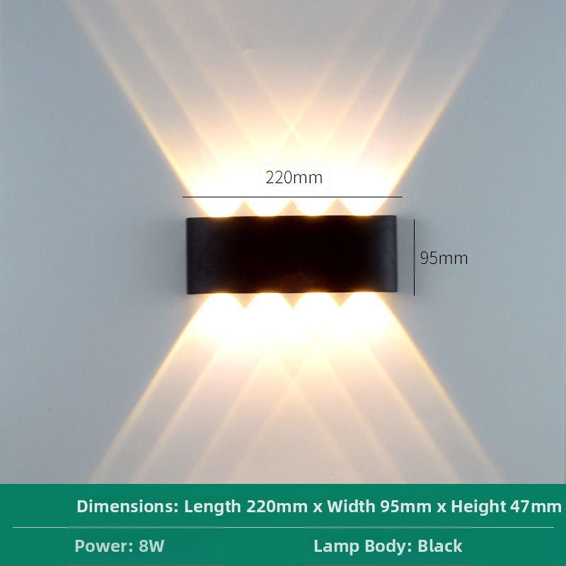 LED външна водоустойчива стенна лампа с двойна глава, насочваща нагоре и надолу, 6 LED светодиоди, алуминиев корпус, IP65, 85–265V, CRI 90