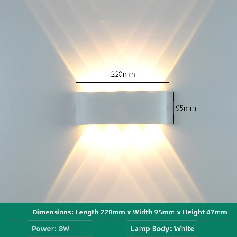 LED външна водоустойчива стенна лампа с двойна глава, насочваща нагоре и надолу, 6 LED светодиоди, алуминиев корпус, IP65, 85–265V, CRI 90