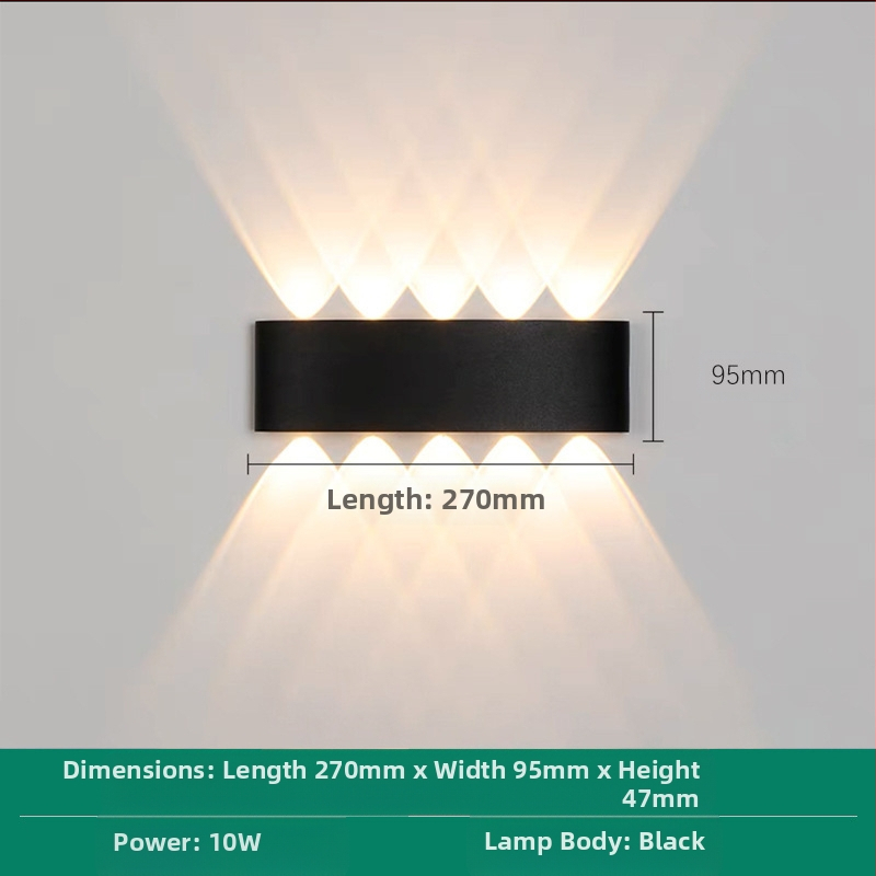 LED външна водоустойчива стенна лампа с двойна глава, насочваща нагоре и надолу, 6 LED светодиоди, алуминиев корпус, IP65, 85–265V, CRI 90