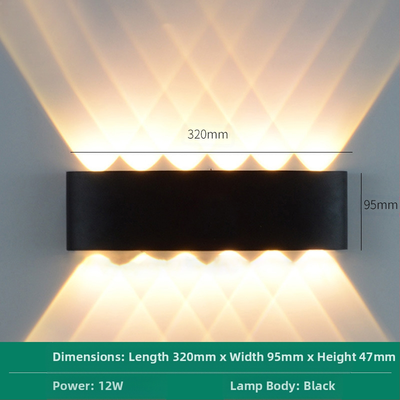 LED външна водоустойчива стенна лампа с двойна глава, насочваща нагоре и надолу, 6 LED светодиоди, алуминиев корпус, IP65, 85–265V, CRI 90