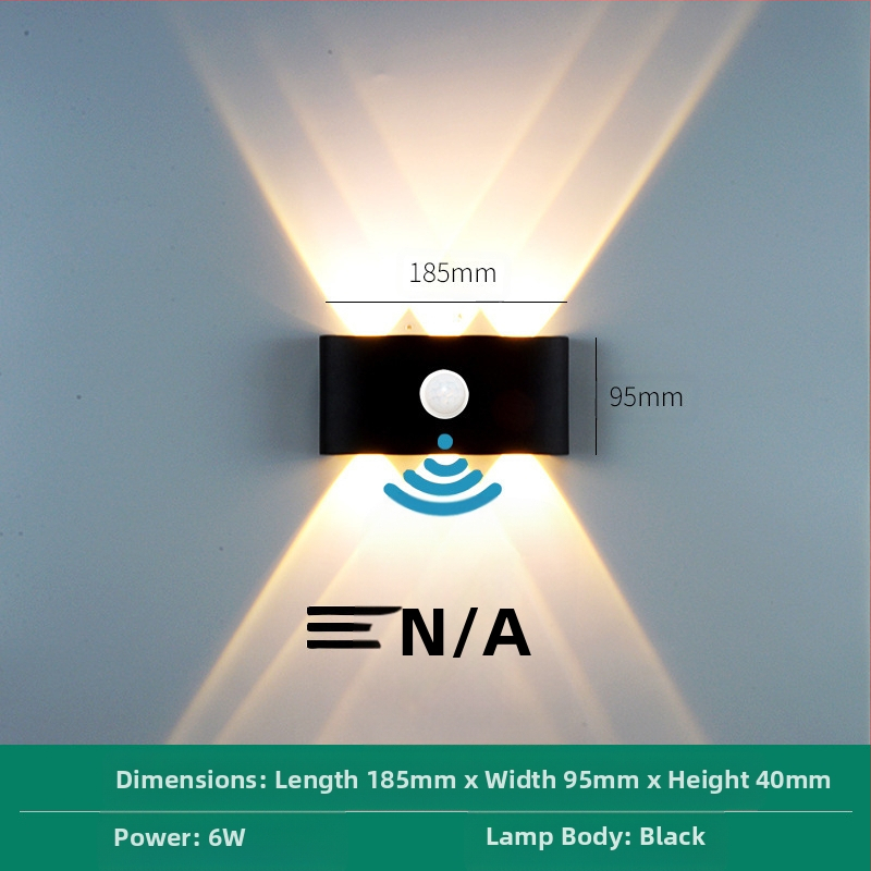 LED външна водоустойчива стенна лампа с двойна глава, насочваща нагоре и надолу, 6 LED светодиоди, алуминиев корпус, IP65, 85–265V, CRI 90