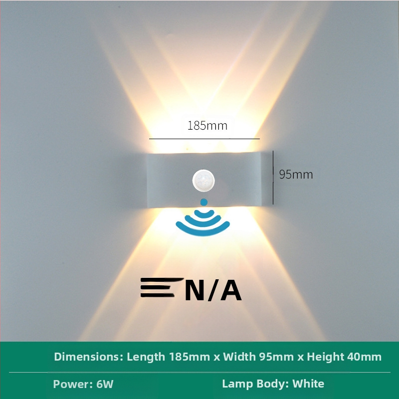LED външна водоустойчива стенна лампа с двойна глава, насочваща нагоре и надолу, 6 LED светодиоди, алуминиев корпус, IP65, 85–265V, CRI 90