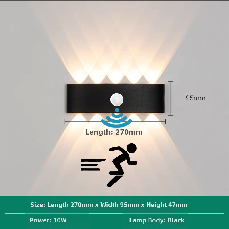 LED външна водоустойчива стенна лампа с двойна глава, насочваща нагоре и надолу, 6 LED светодиоди, алуминиев корпус, IP65, 85–265V, CRI 90