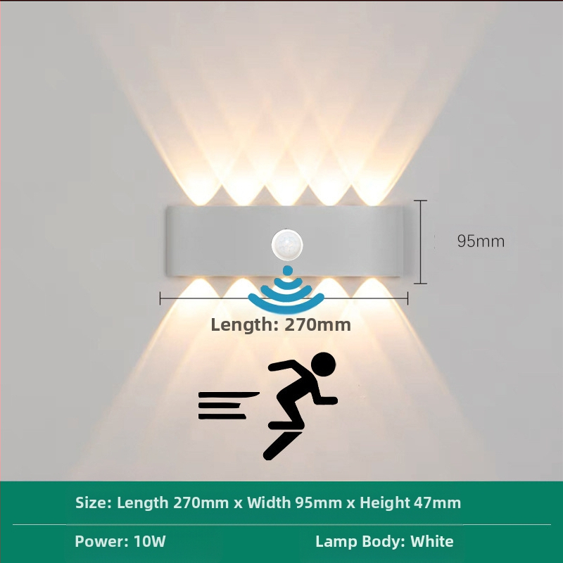 LED външна водоустойчива стенна лампа с двойна глава, насочваща нагоре и надолу, 6 LED светодиоди, алуминиев корпус, IP65, 85–265V, CRI 90
