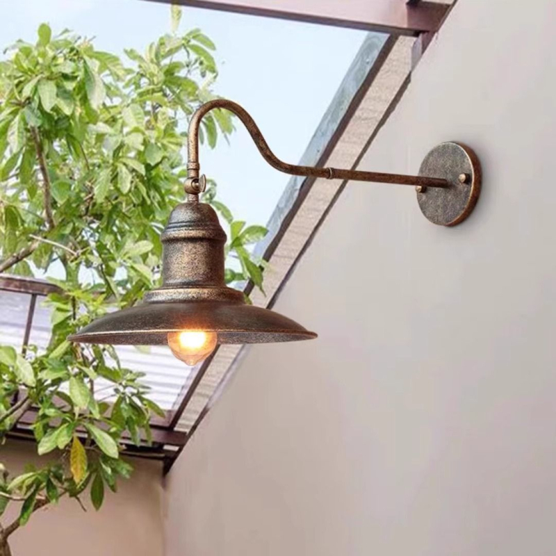 Φωτιστικό τοίχου σε βιομηχανικό ρετρό στυλ, γυάλινο σκιάδιο, μεταλλικό σώμα, LED, 220V