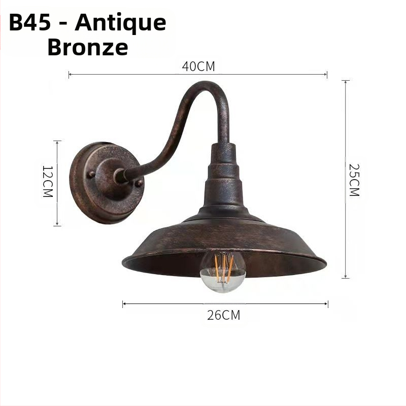 Φωτιστικό τοίχου σε βιομηχανικό ρετρό στυλ, γυάλινο σκιάδιο, μεταλλικό σώμα, LED, 220V