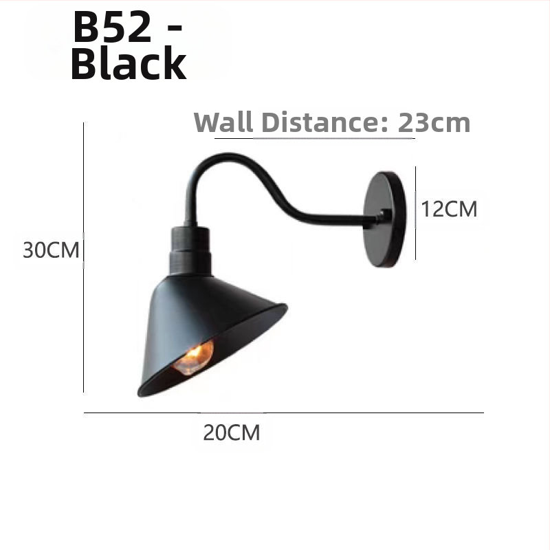 Φωτιστικό τοίχου σε βιομηχανικό ρετρό στυλ, γυάλινο σκιάδιο, μεταλλικό σώμα, LED, 220V