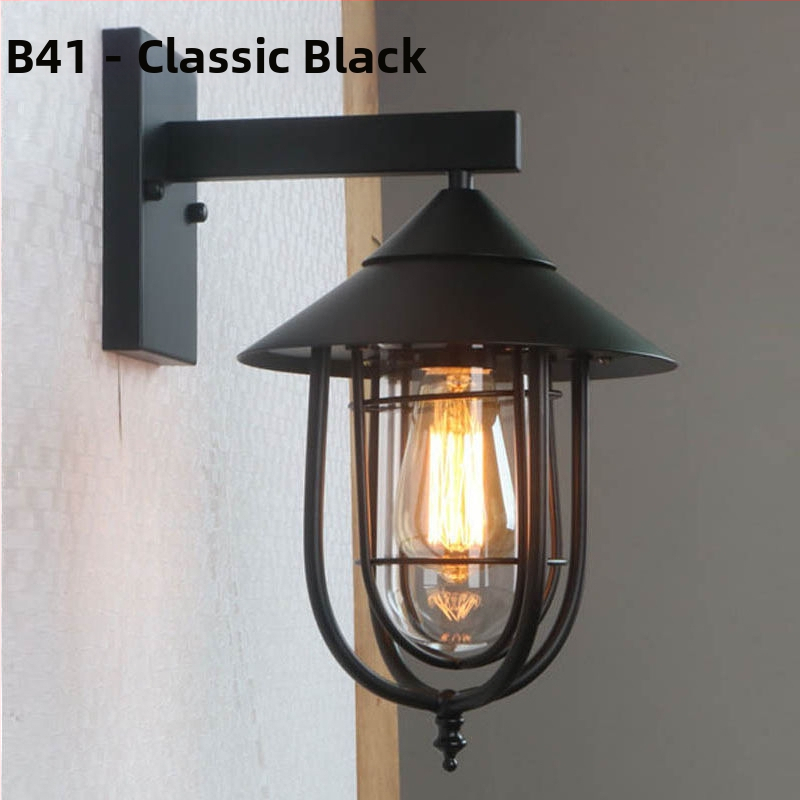 Φωτιστικό τοίχου σε βιομηχανικό ρετρό στυλ, γυάλινο σκιάδιο, μεταλλικό σώμα, LED, 220V