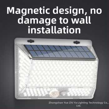 Соларна външна LED стенна лампа за двор с магнитно дистанционно управление – IP65 водоустойчива, четиристранно осветяване, модел YS-006, 5W, 6V