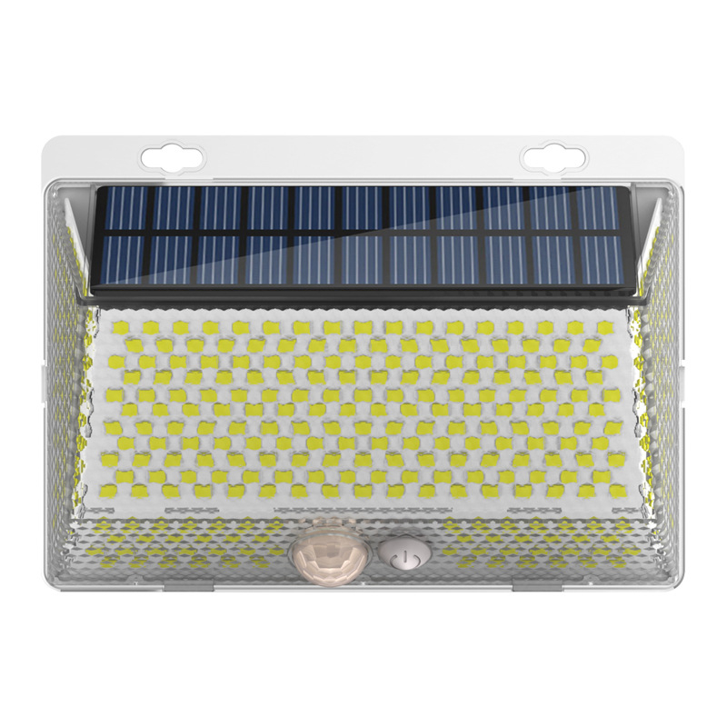 Соларна външна LED стенна лампа за двор с магнитно дистанционно управление – IP65 водоустойчива, четиристранно осветяване, модел YS-006, 5W, 6V