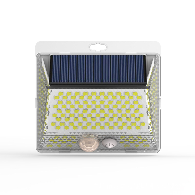 Соларна външна LED стенна лампа за двор с магнитно дистанционно управление – IP65 водоустойчива, четиристранно осветяване, модел YS-006, 5W, 6V