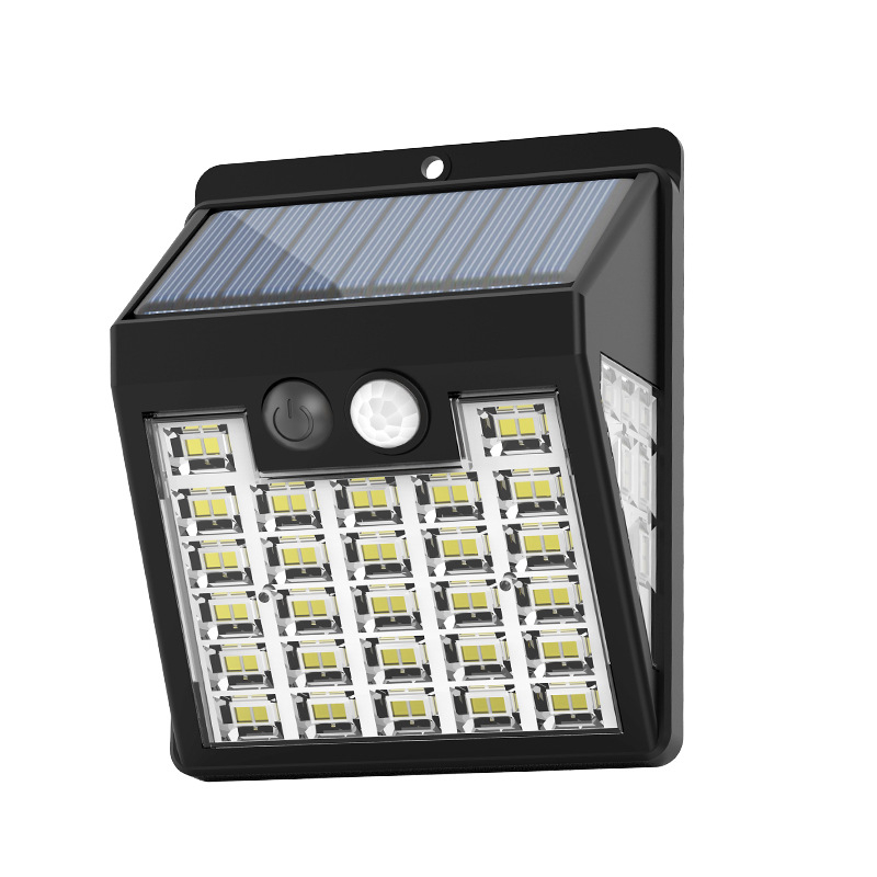 Соларна външна LED стенна лампа за двор с магнитно дистанционно управление – IP65 водоустойчива, четиристранно осветяване, модел YS-006, 5W, 6V