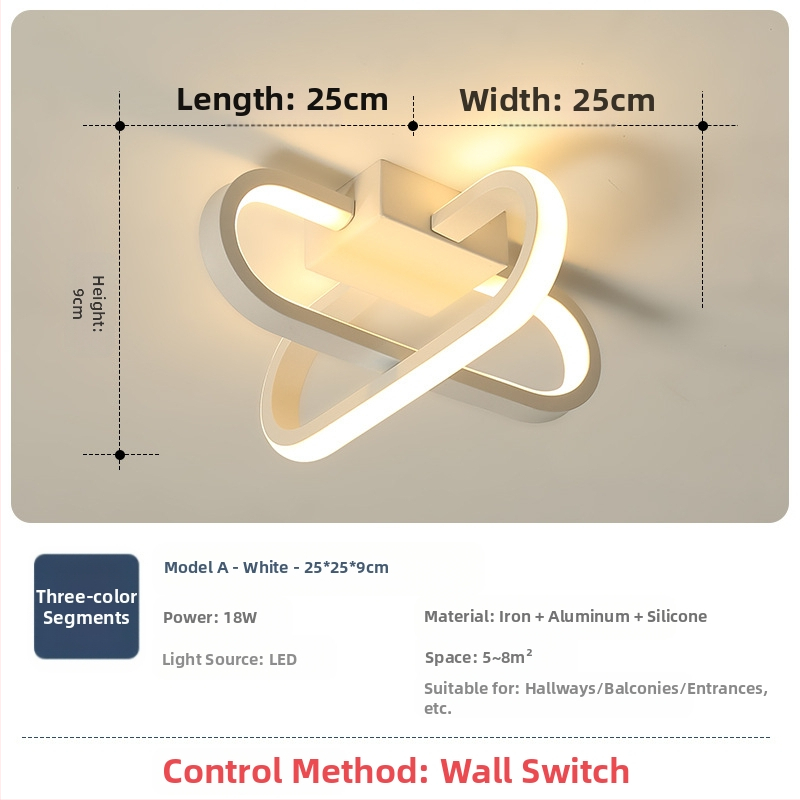 Φωτιστικό οροφής σε σκανδιναβικό στυλ με LED, 220V, κατάλληλο για διαδρόμους και είσοδους, μεταλλικό σώμα με ABS σκιά.