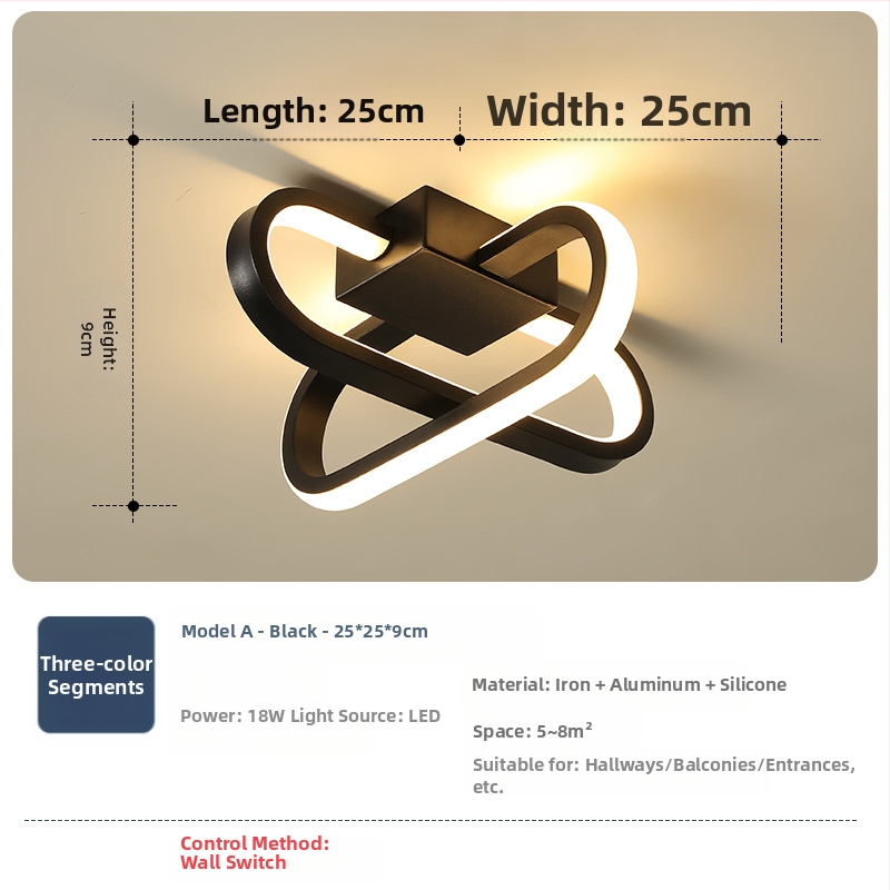 Φωτιστικό οροφής σε σκανδιναβικό στυλ με LED, 220V, κατάλληλο για διαδρόμους και είσοδους, μεταλλικό σώμα με ABS σκιά.