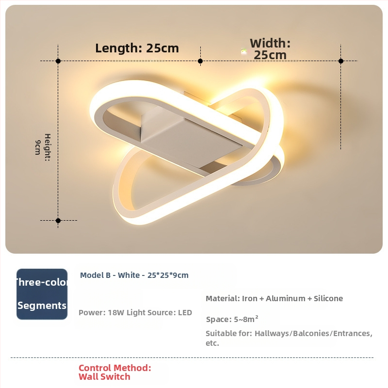 Φωτιστικό οροφής σε σκανδιναβικό στυλ με LED, 220V, κατάλληλο για διαδρόμους και είσοδους, μεταλλικό σώμα με ABS σκιά.