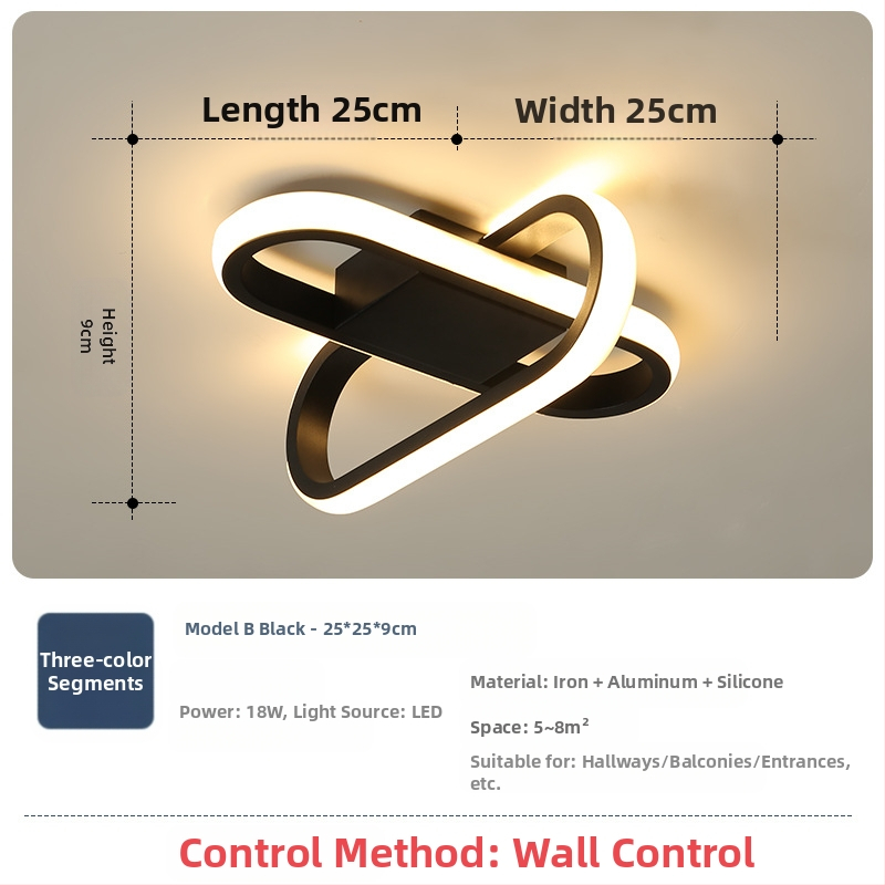 Φωτιστικό οροφής σε σκανδιναβικό στυλ με LED, 220V, κατάλληλο για διαδρόμους και είσοδους, μεταλλικό σώμα με ABS σκιά.