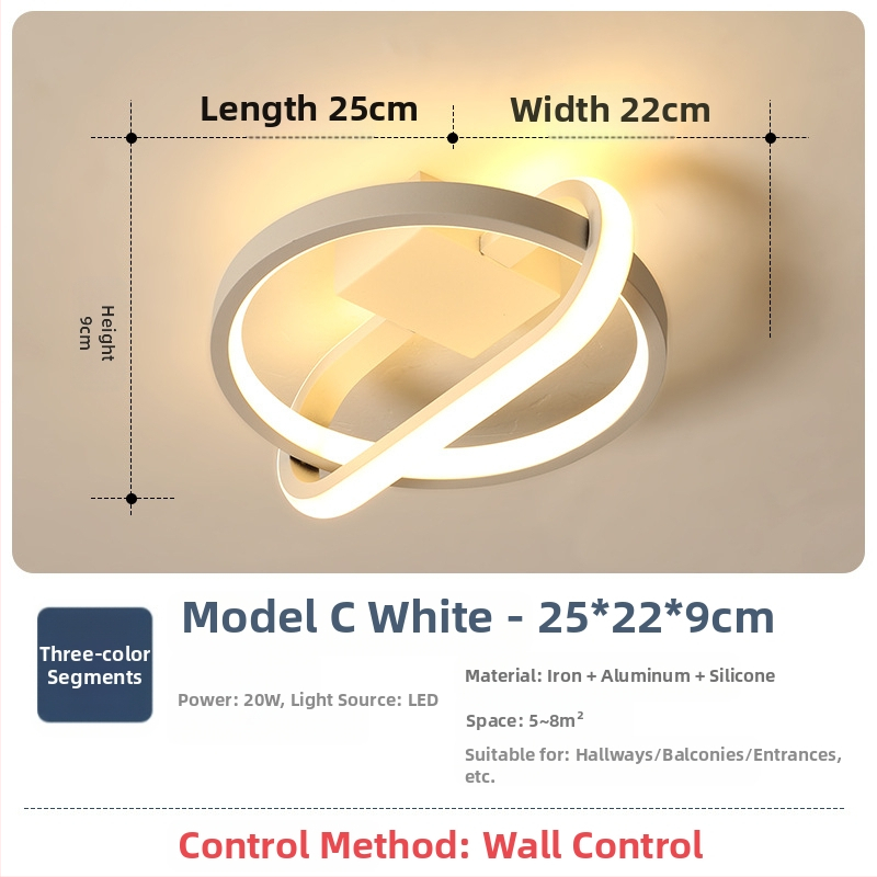 Φωτιστικό οροφής σε σκανδιναβικό στυλ με LED, 220V, κατάλληλο για διαδρόμους και είσοδους, μεταλλικό σώμα με ABS σκιά.